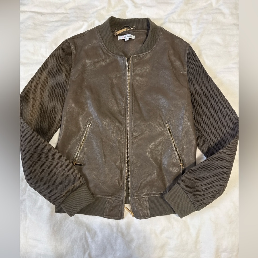 Faux Leather Bomber Jacket